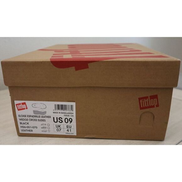 FitFlop Women's Sz 9 Black Eloise Espadrille Leather Wedge Cross Slides - Picture 14 of 15